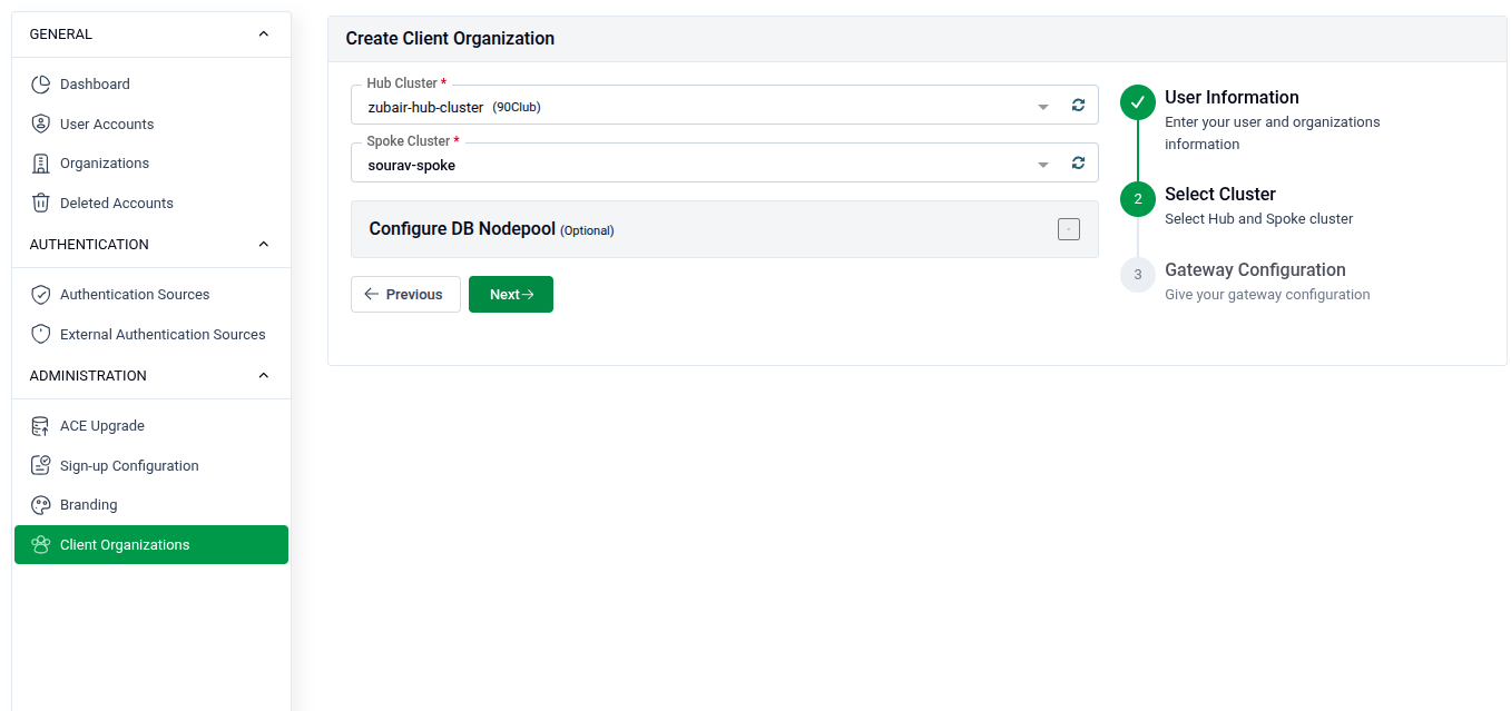 Select Cluster and Node Pool