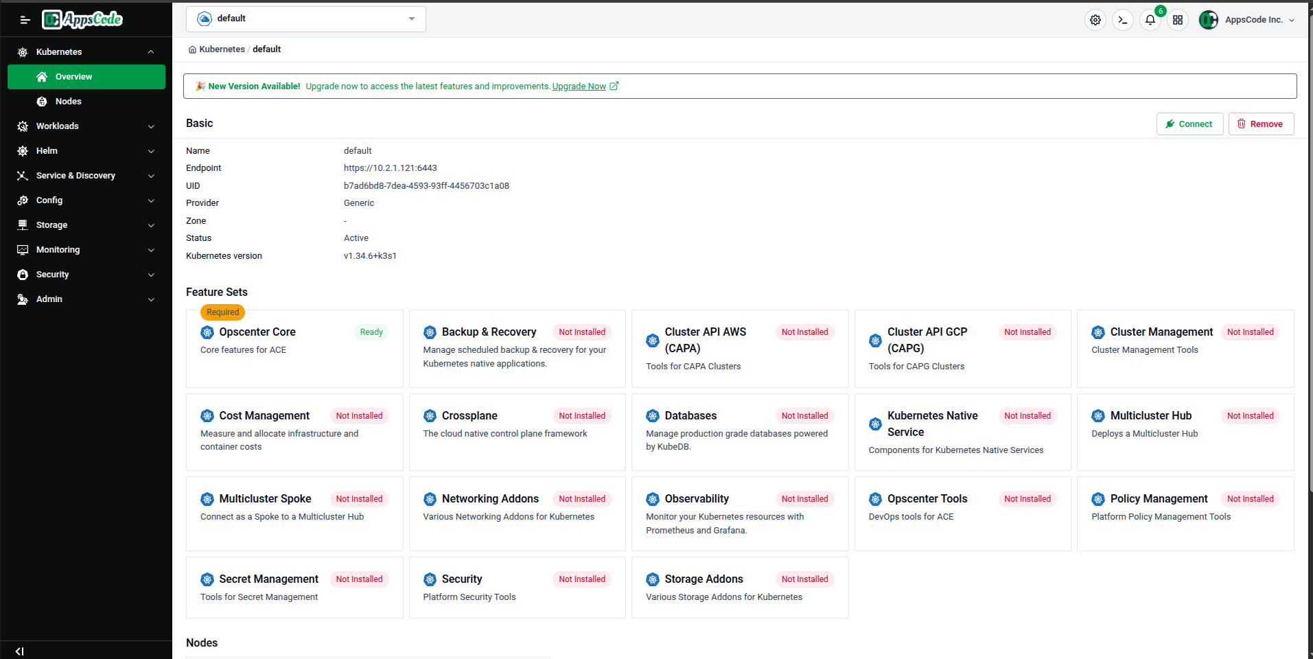 Feature Sets overview grid — all 18 Feature Sets with their status badges