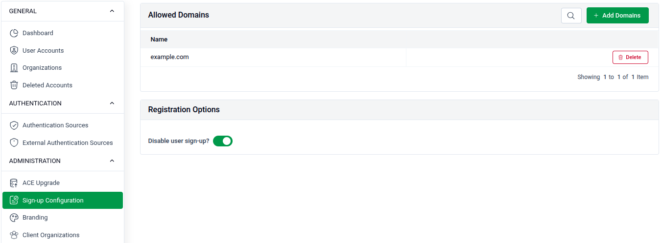 Sign-up Configuration Overview